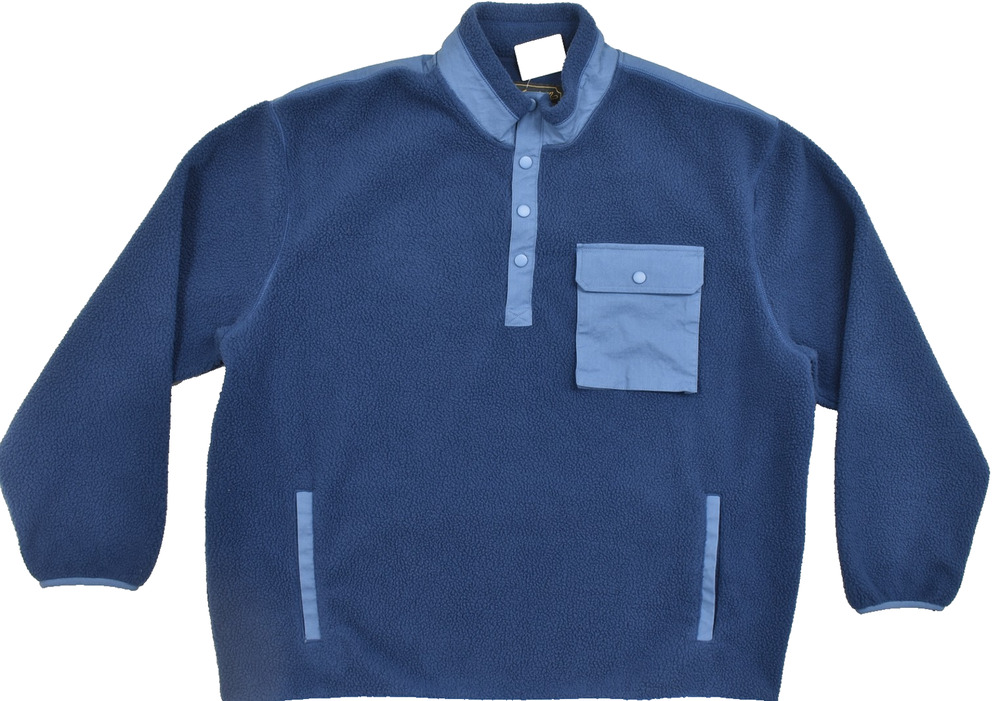 American Eagle Men's XXL Blue Fleece Snap-Neck Pullover Sweater Polyester NWT